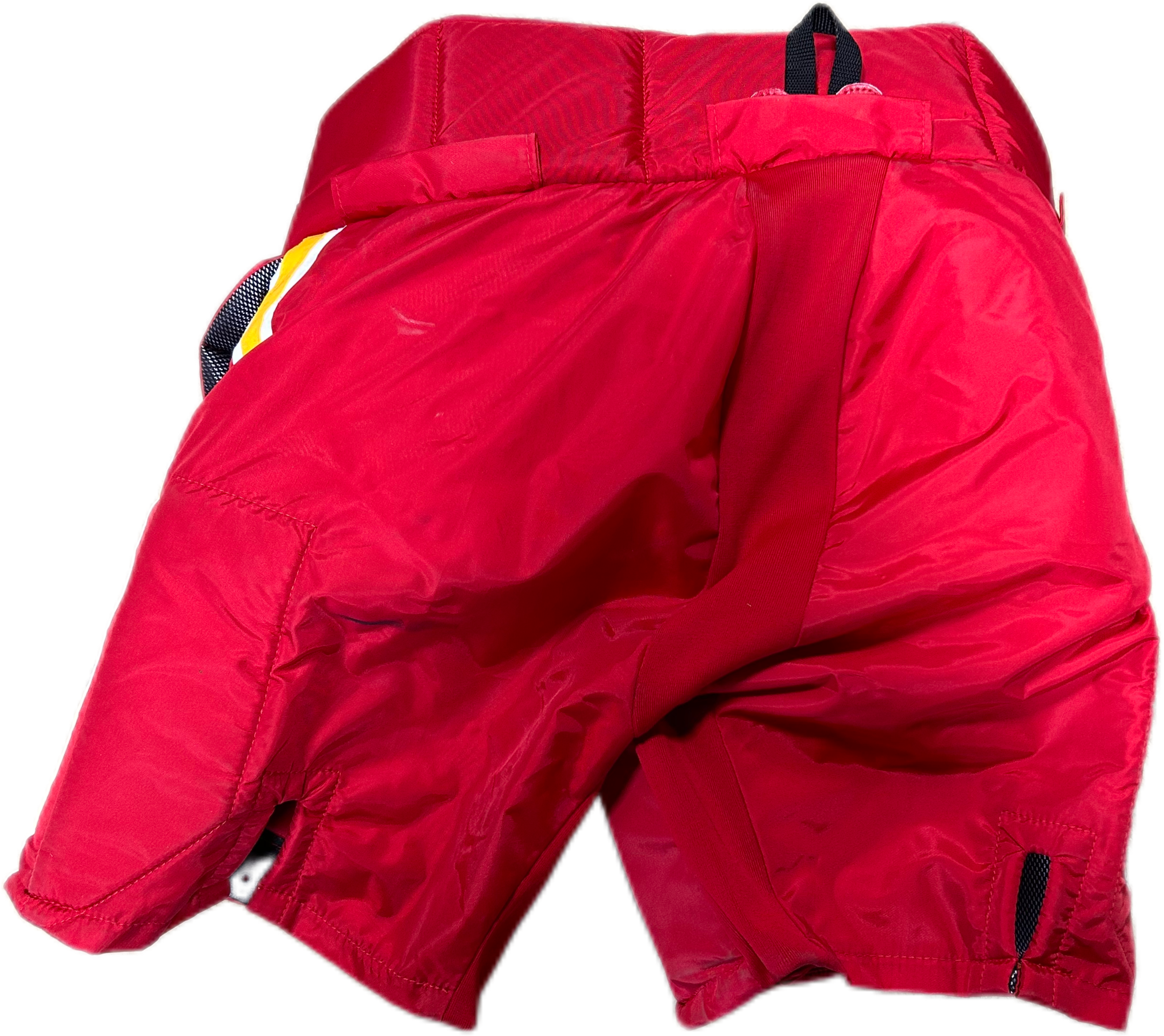 Pantalon de gardien de but Vaughn Pro Custom d'occasion de la LNH – David Rittich (rouge/jaune/blanc)